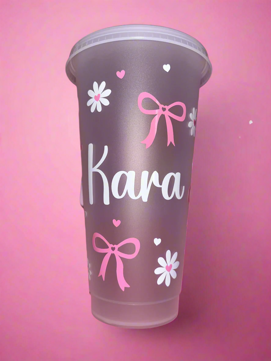 Bow and flower theme cold cup🎀🌼