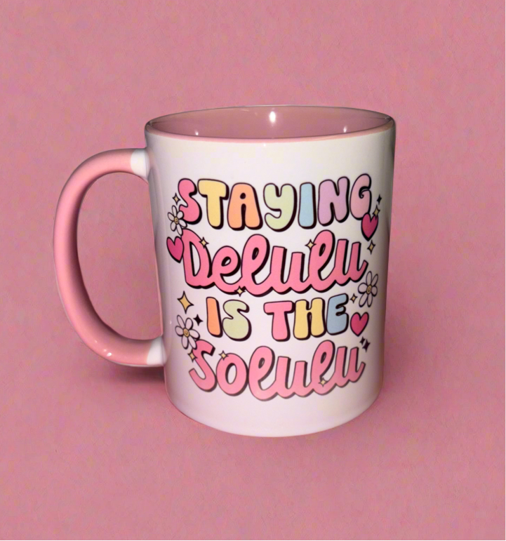 Staying delulu is the only solulu mug💕