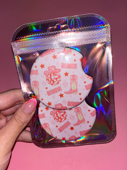 Cowgirl car coasters set of 2๐ค