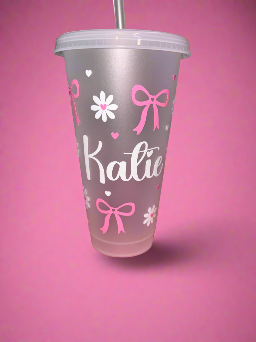 Bow and flower theme cold cup🎀🌼