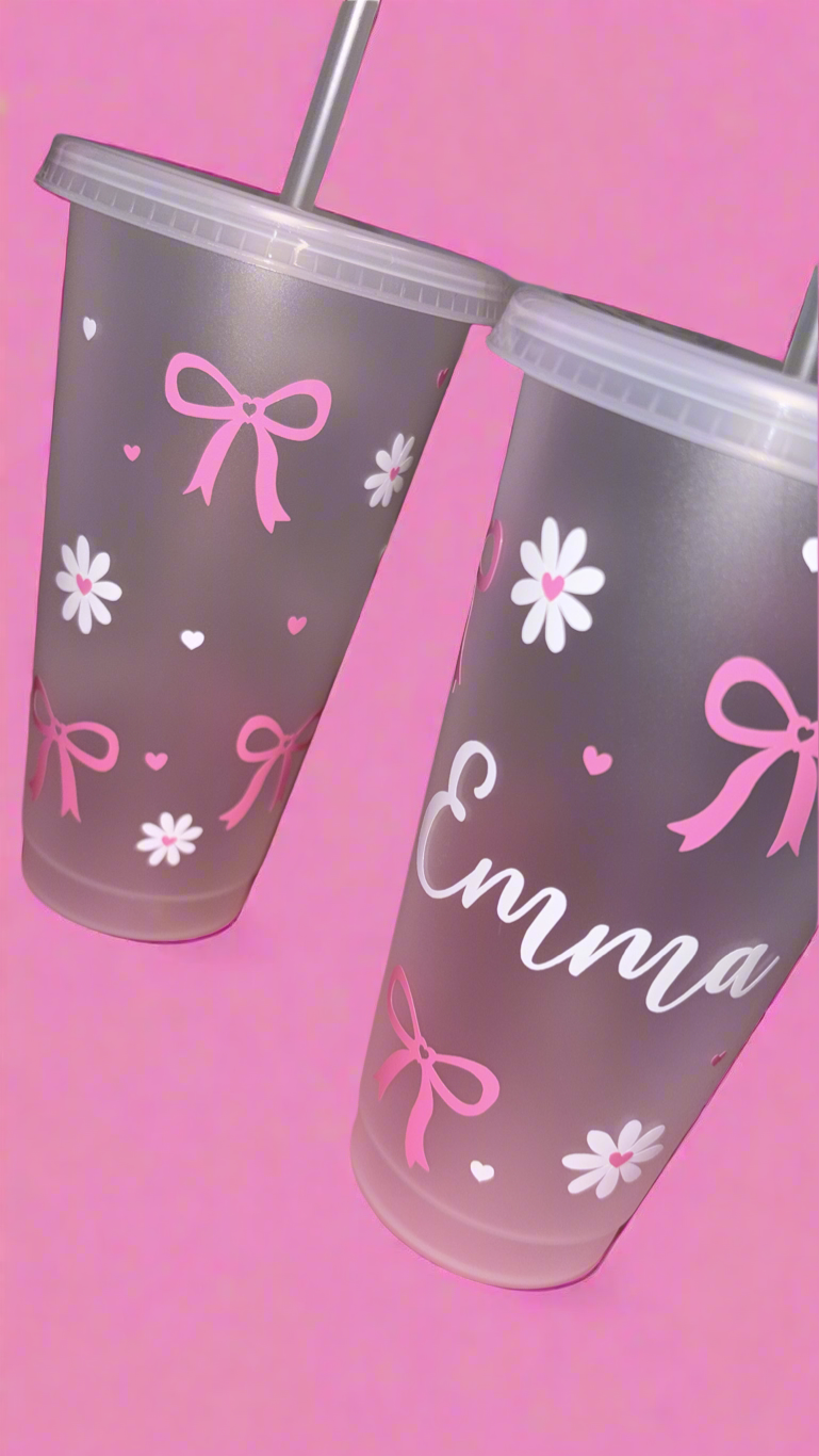 Bow and flower theme cold cup🎀🌼