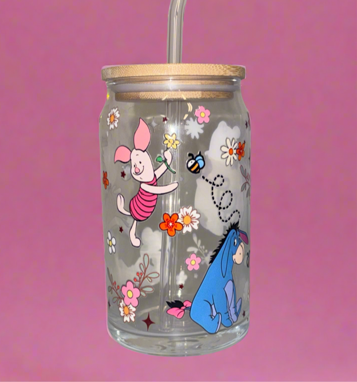 Winnie the Pooh glass can🌸