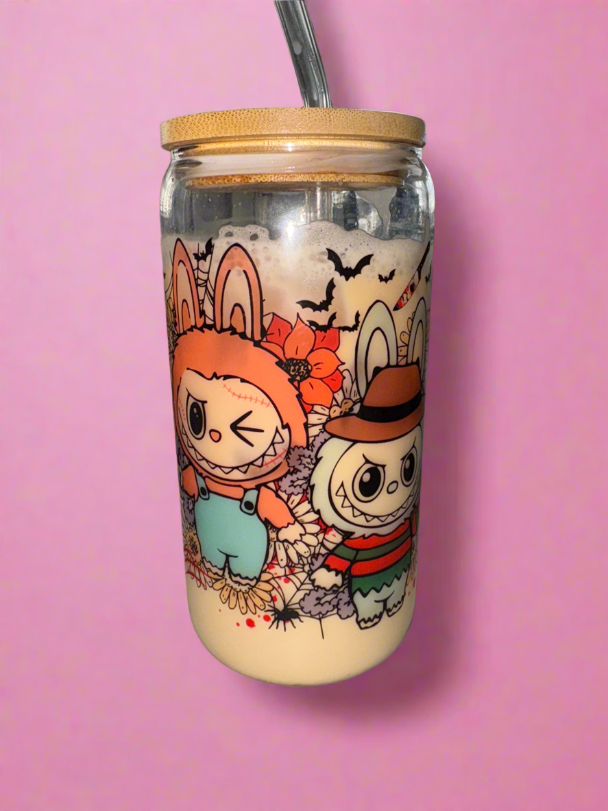 Halloween Labubu theme glass can