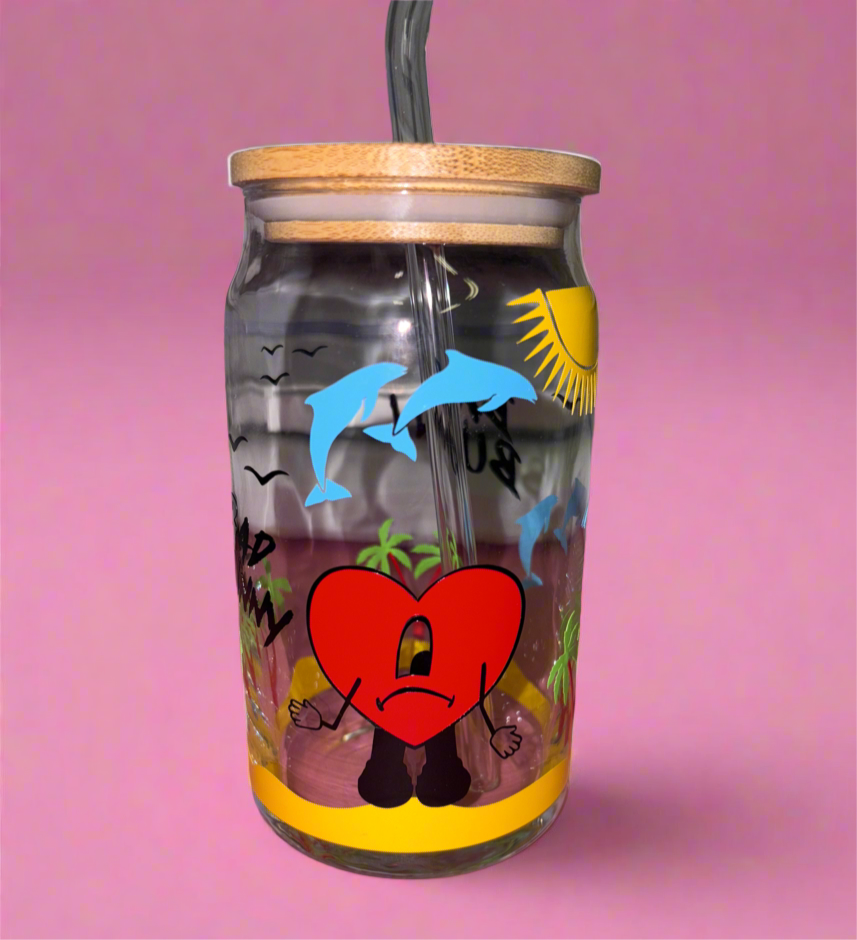 Bad bunny theme glass can🐬
