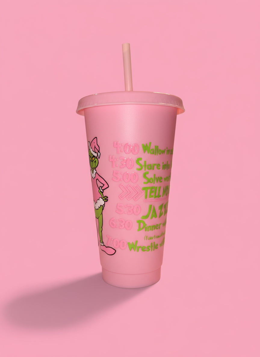 Grinch day pink cold cup💕