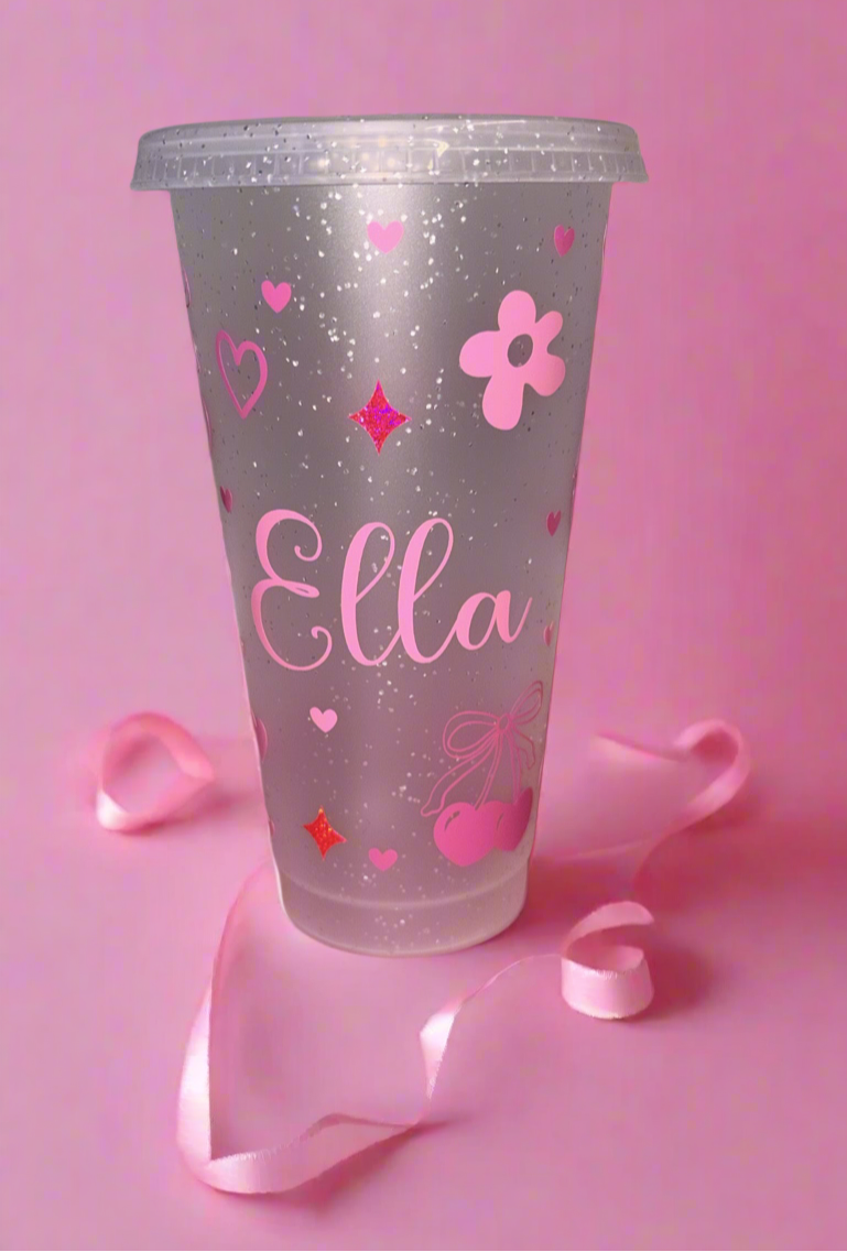 Pink Cherry and Bow Cold Cupππ