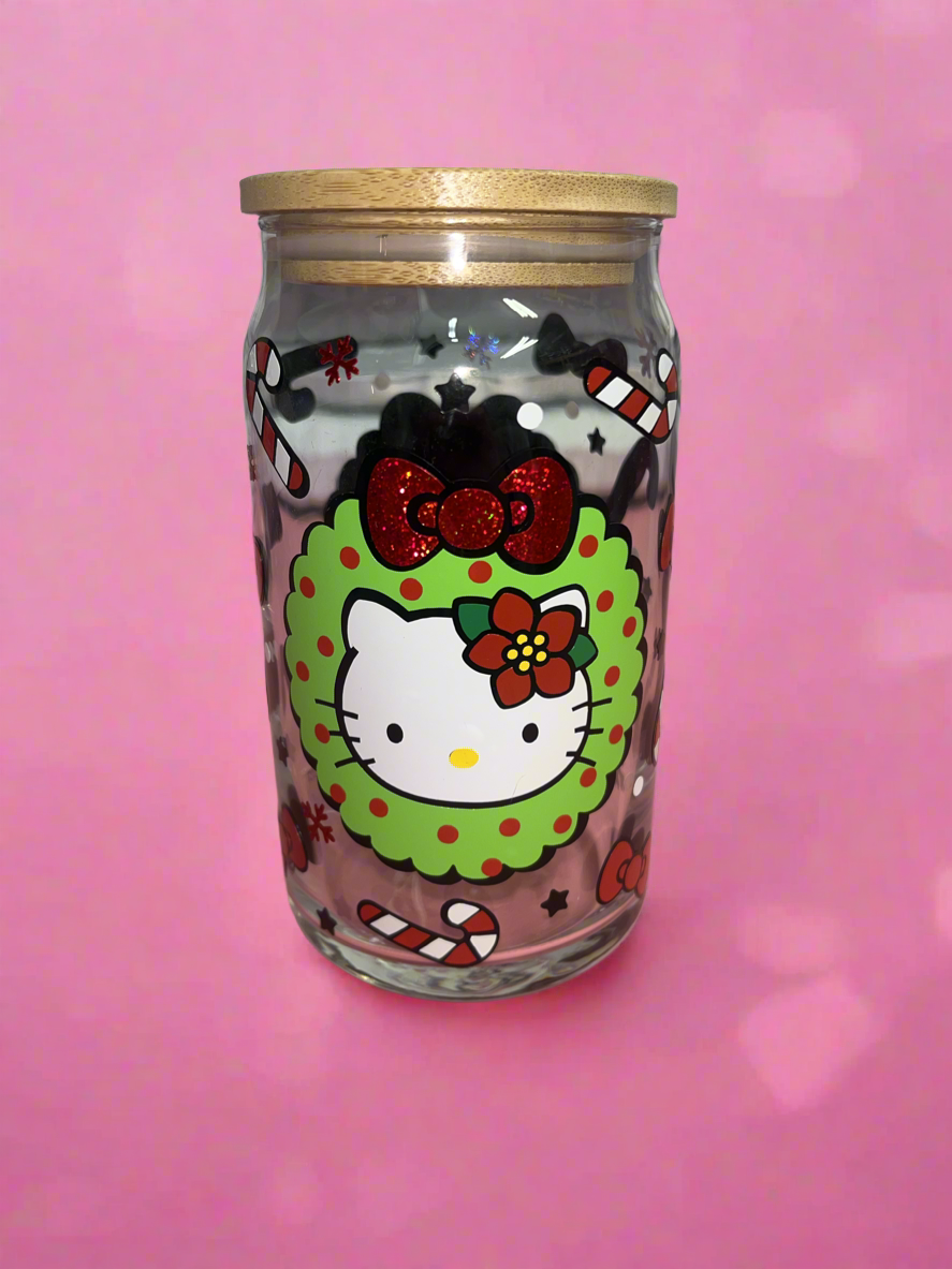 Hello kitty Christmas glass can🎀