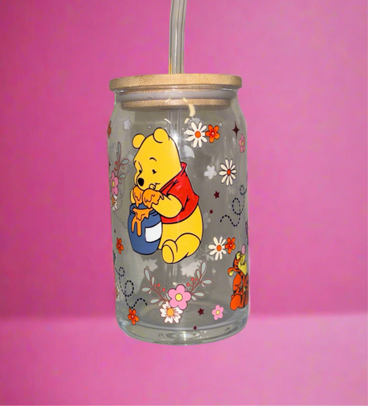 Winnie the Pooh glass can🌸