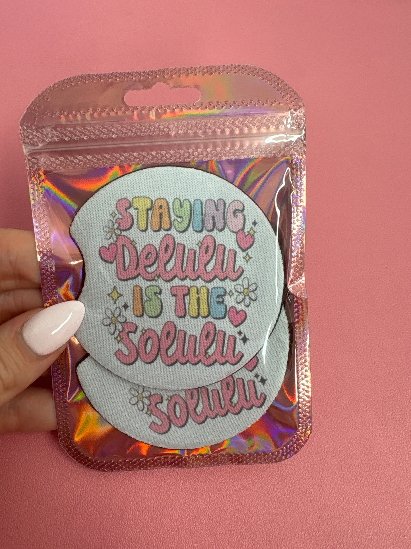 Staying delulu is the only solulu car coaster set💗