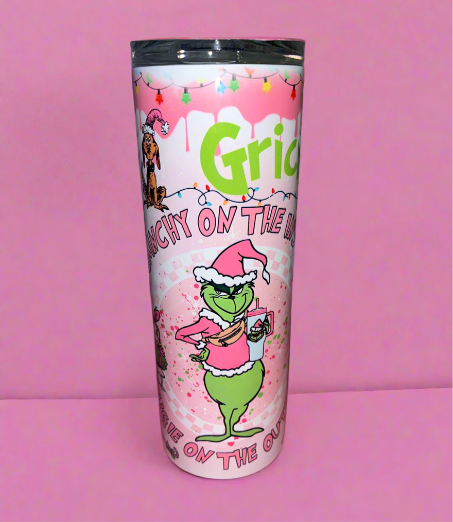 Grinch 20oz skinny tumblerđź’—