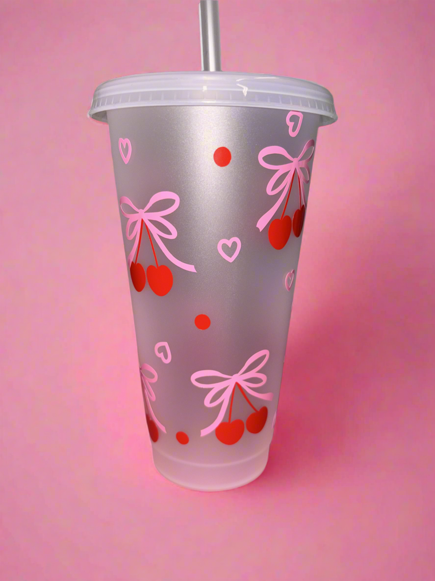 Cherries and bows cold cup🍒