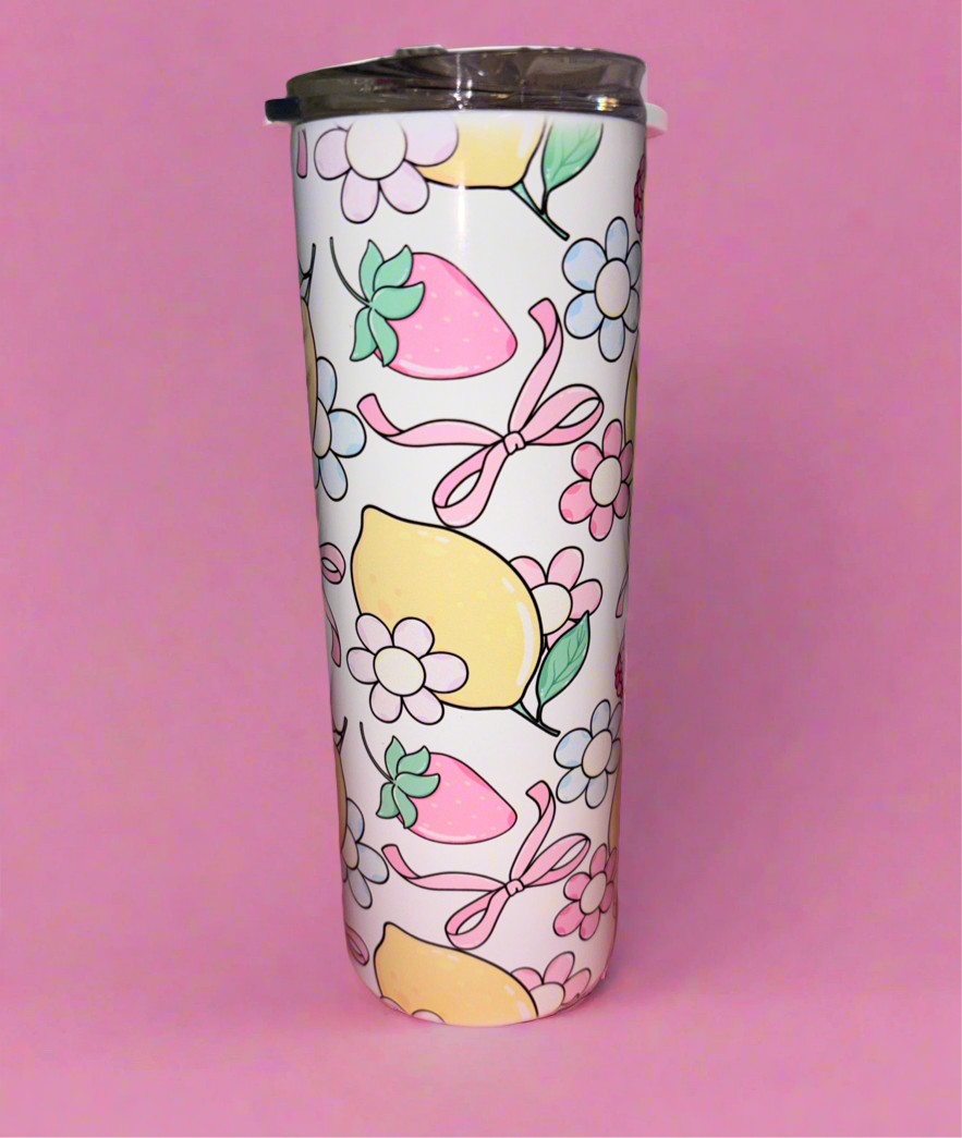 Summer fruits 20oz skinny tumbler🍋🍓