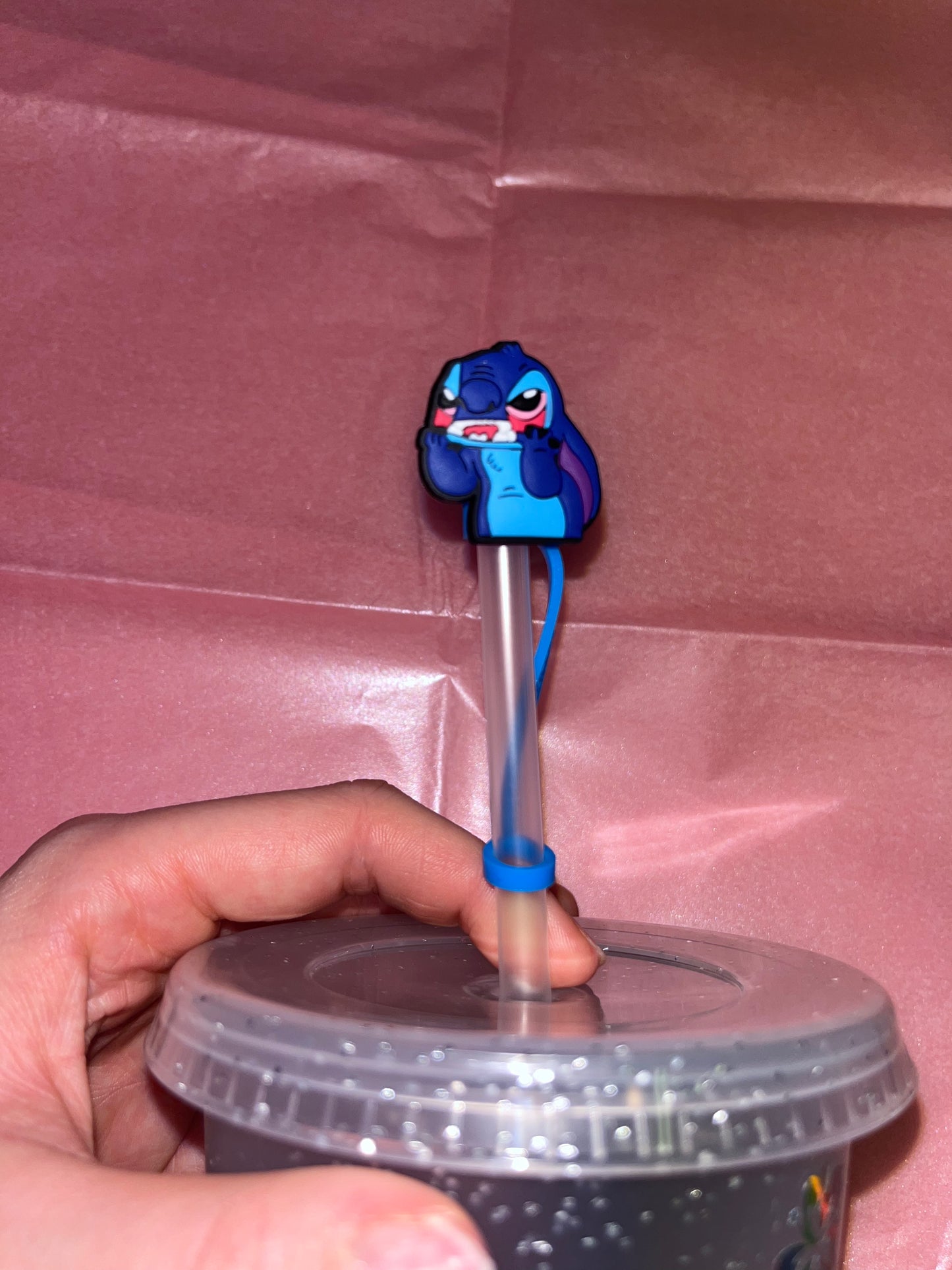 Stitch Inspired Cold Cup with straw topperđź’™