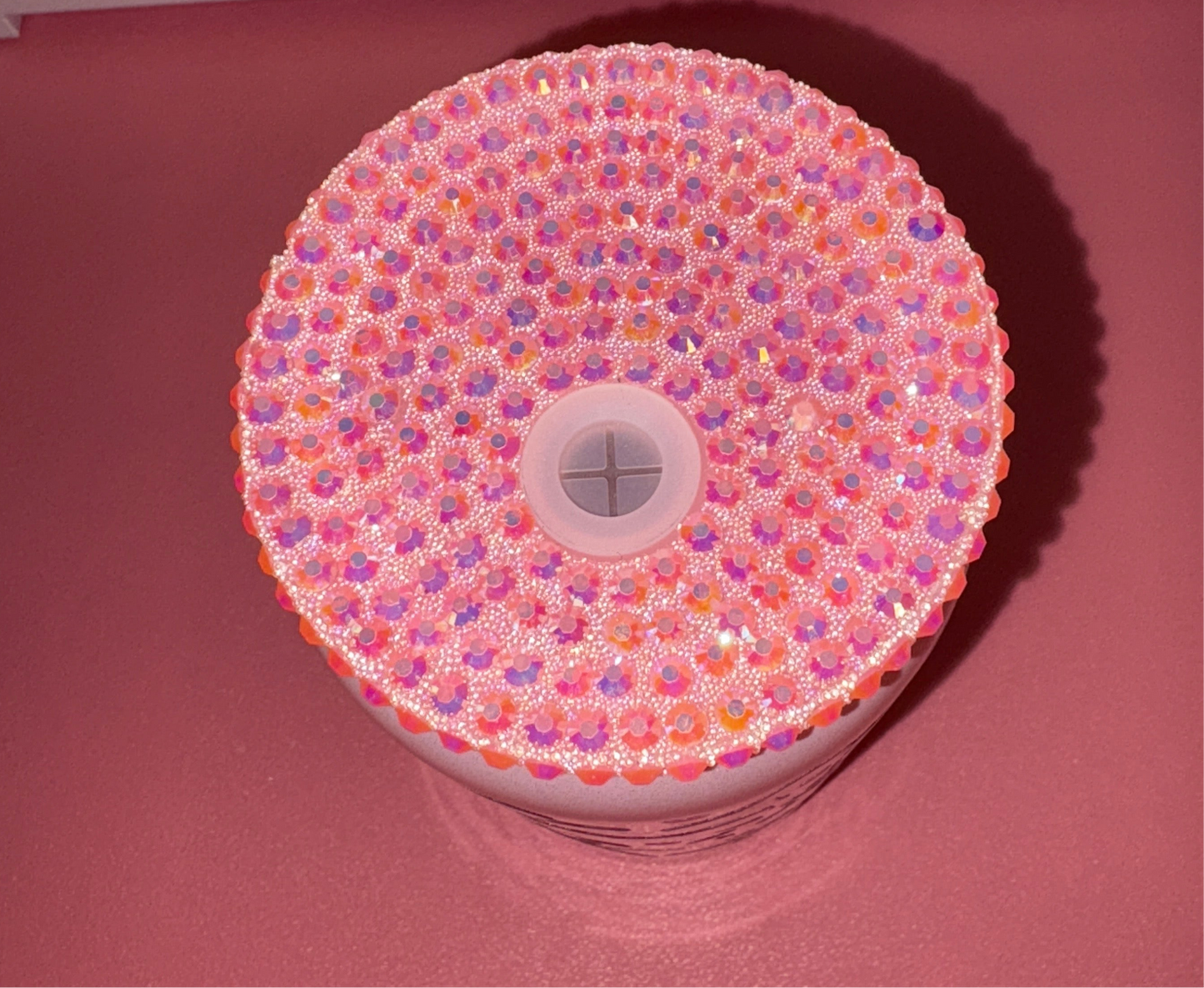 Cute coquette 16oz baby pink glass can with gemstone lid🎀