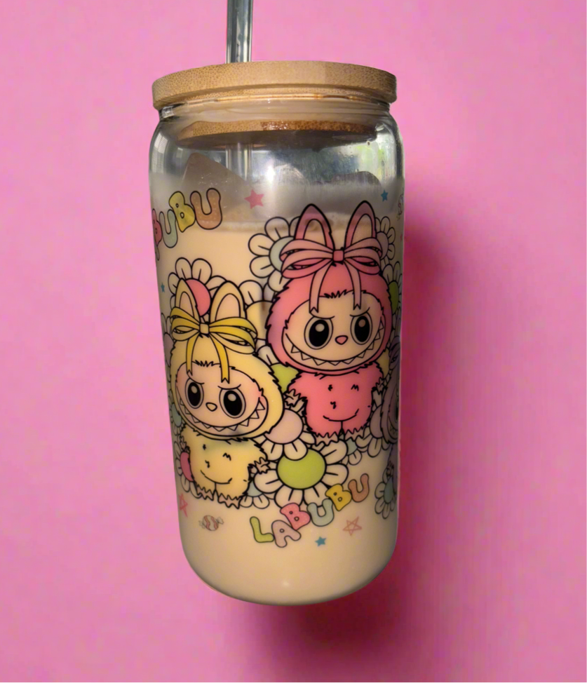 Labubu theme glass cans💕