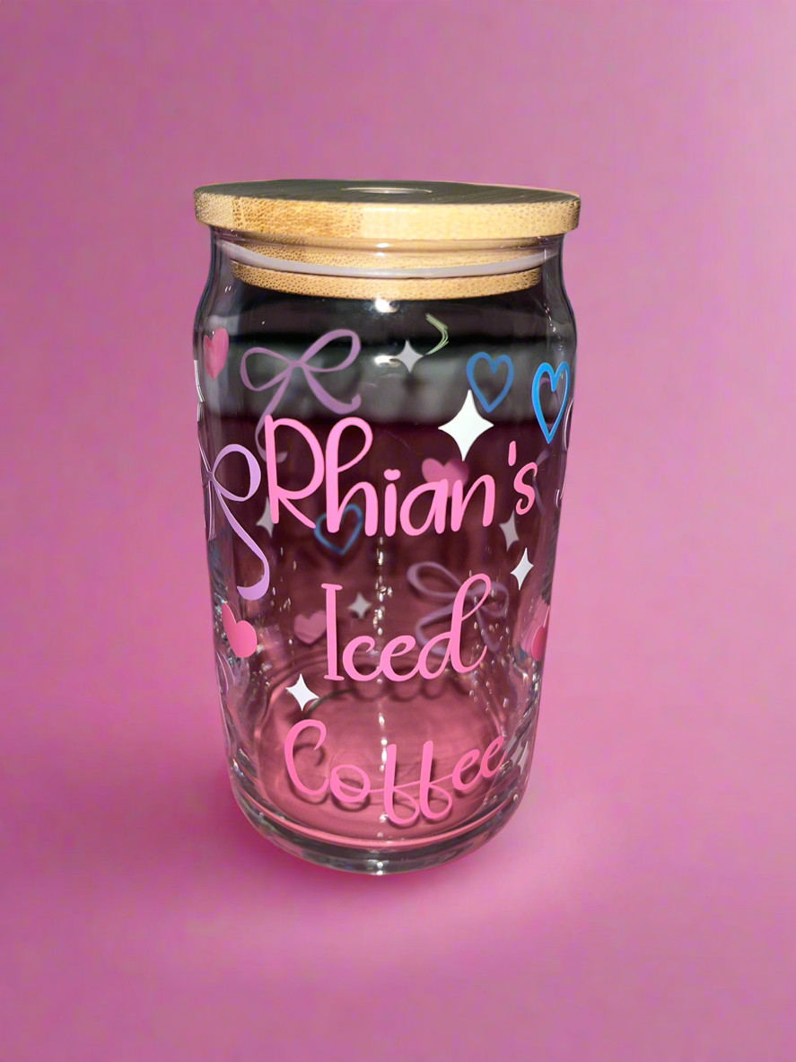Personalised iced coffee glass can๐๐