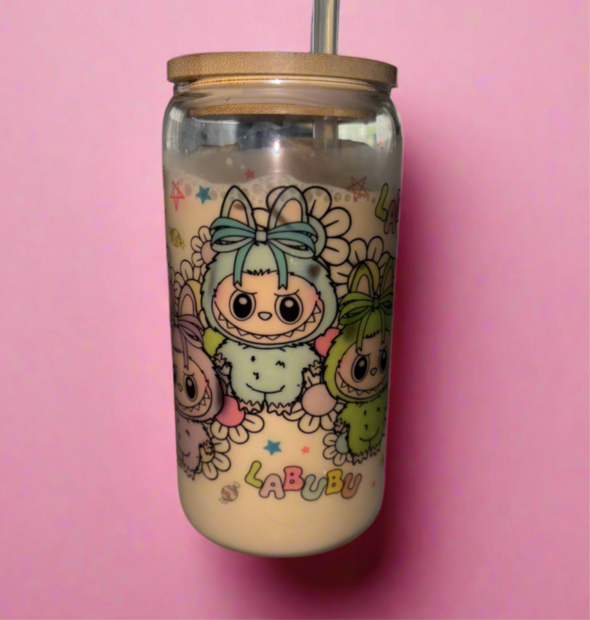 Labubu theme glass cans💕
