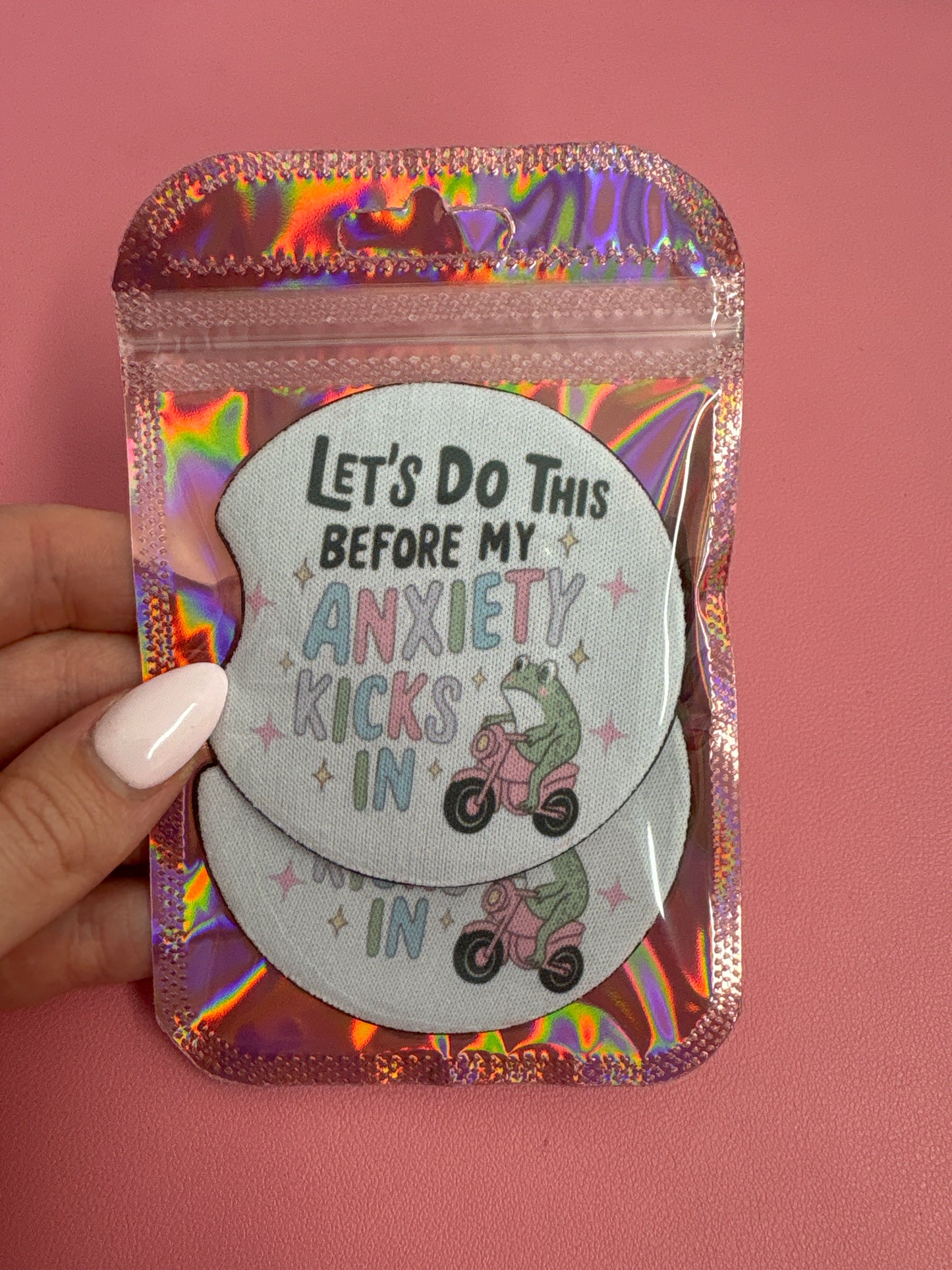 Let’s do this before my anxiety kicks in car coaster set✨