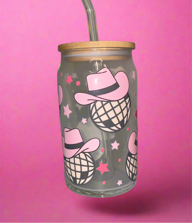 Disco cowgirl glass can🪩