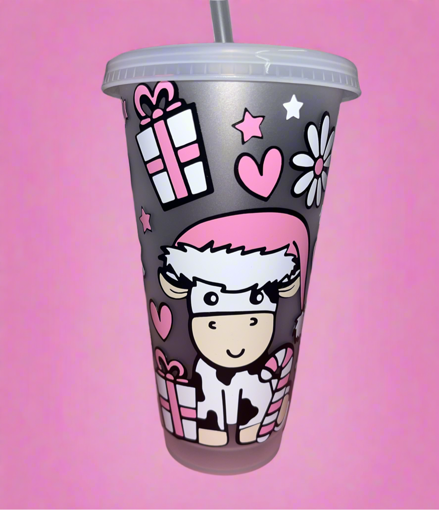 Christmas cow cold cup💕🐮