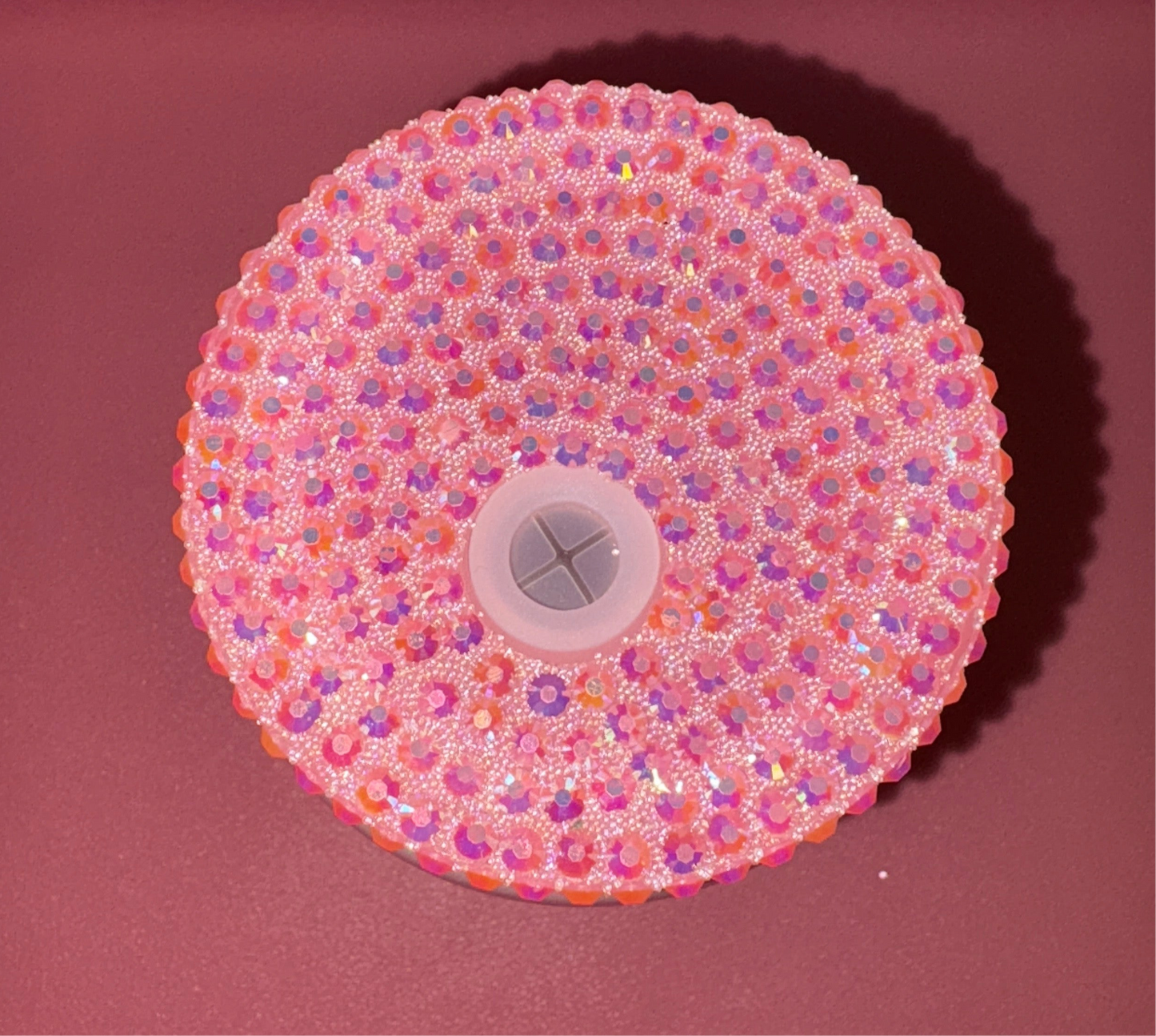 Strawberry bow baby pink 16oz glass can with gemstone lidππ