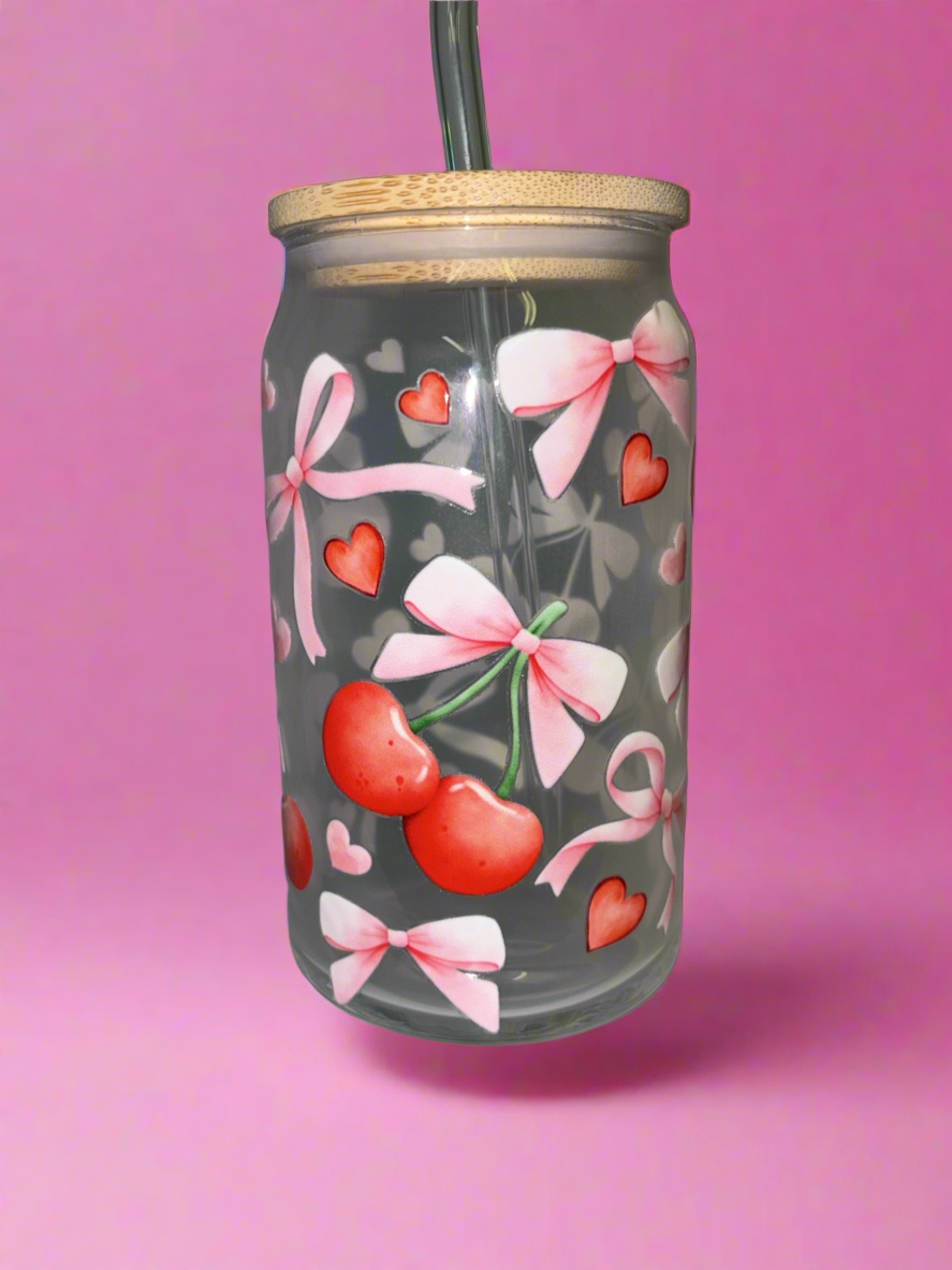 Pink bow and cherry🎀🍒