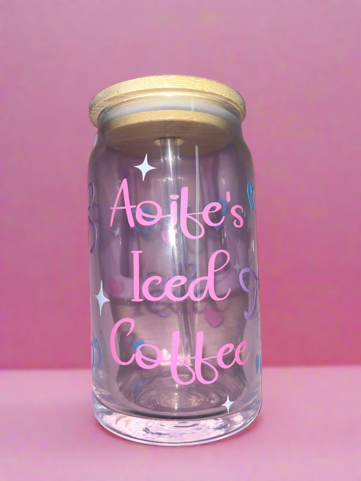 Personalised iced coffee glass can๐๐