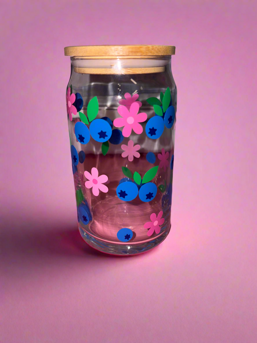 Blueberry theme glass can🫐🫐