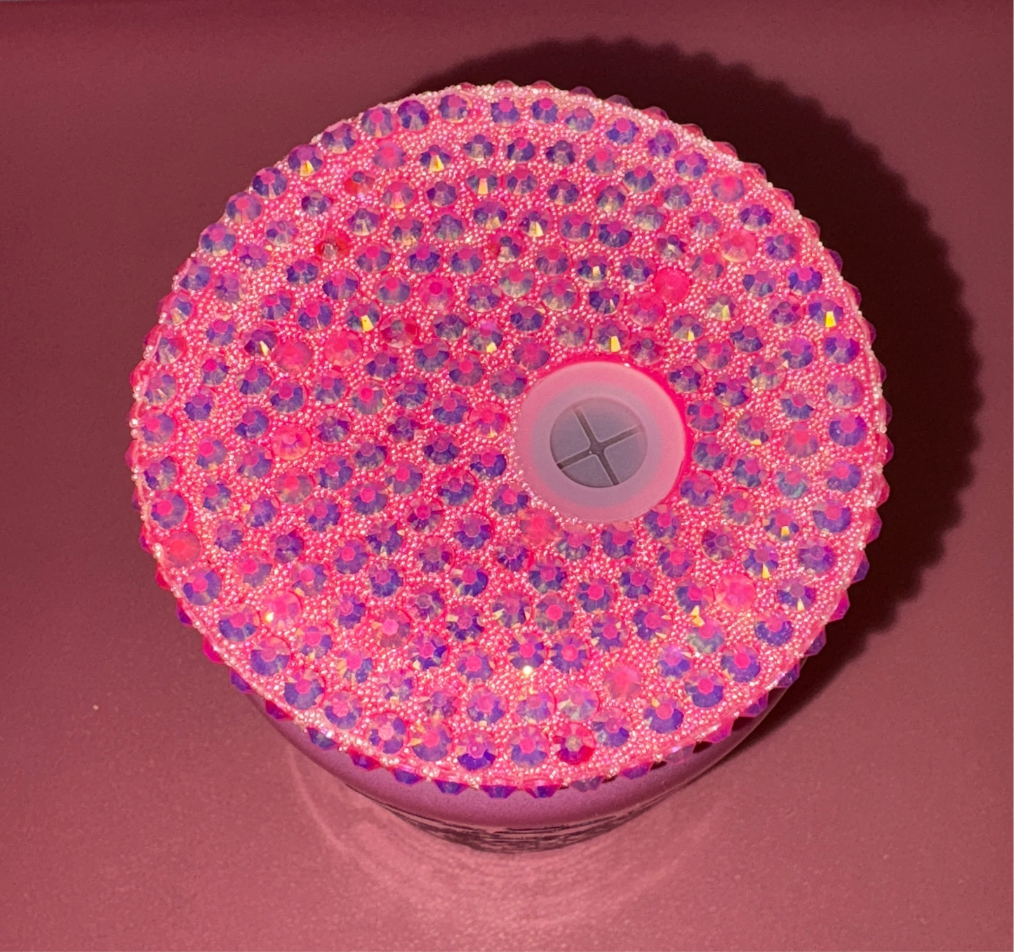 Self love club hot pink 16oz glass can with pink gemstone lid💗