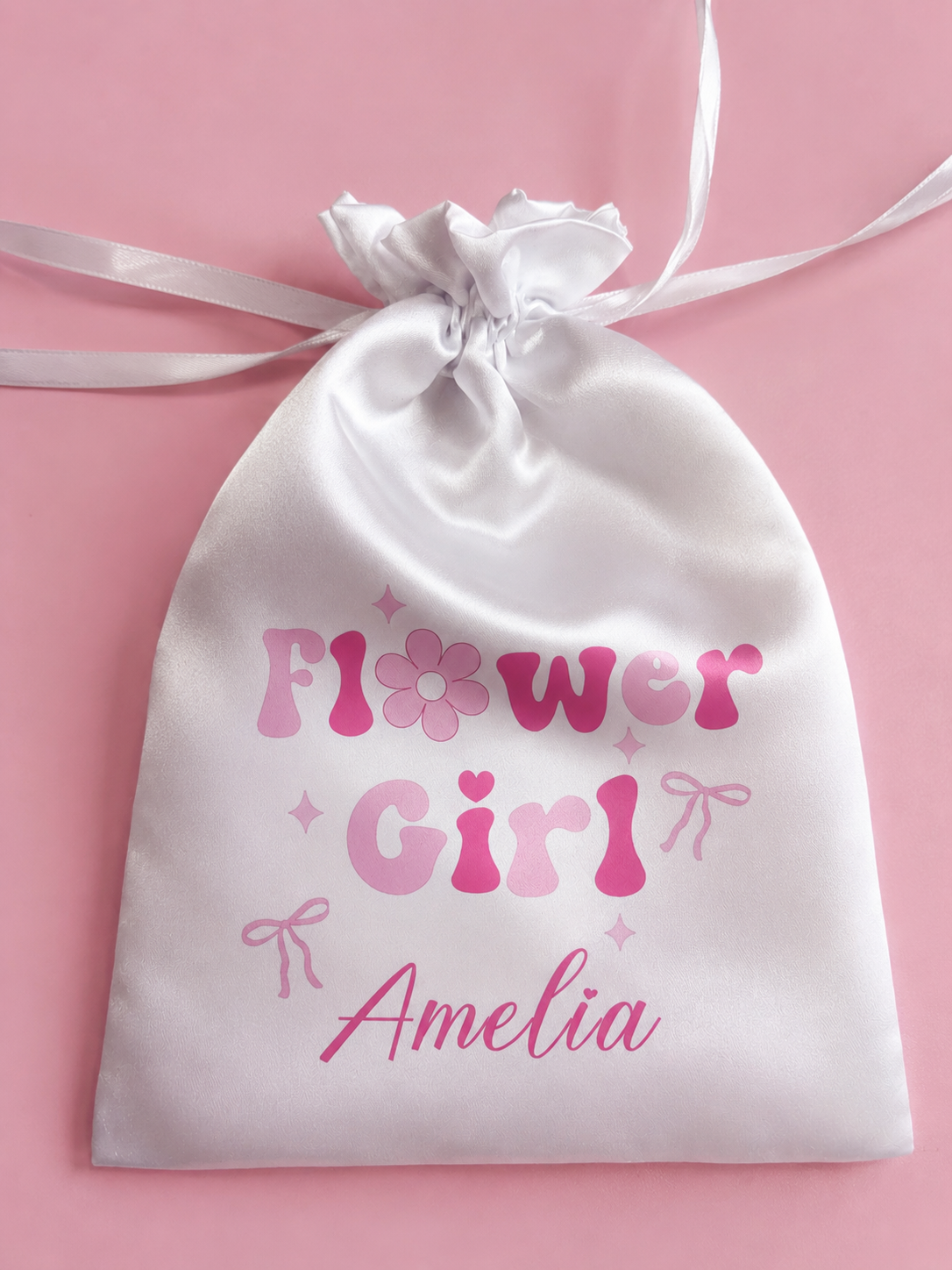 Flower girl personalised satin bag💕🌸