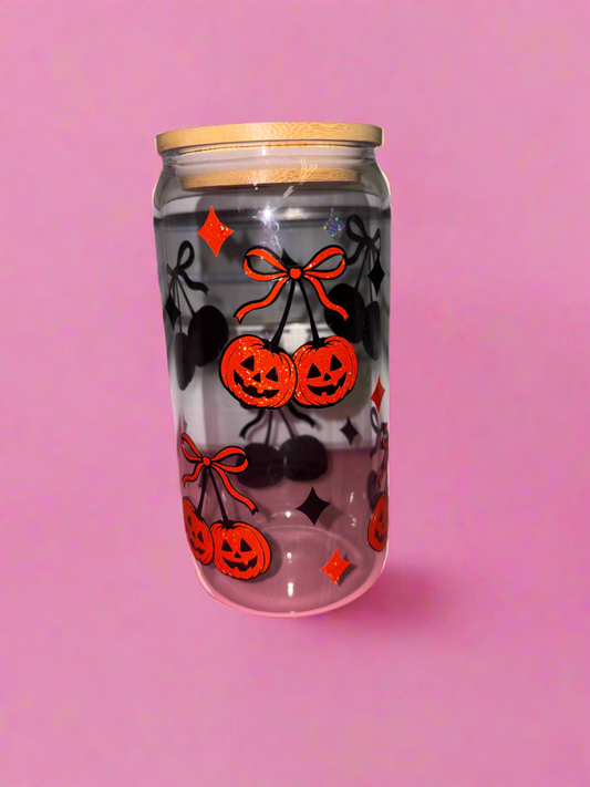 Pumpkin bow glass can🎃