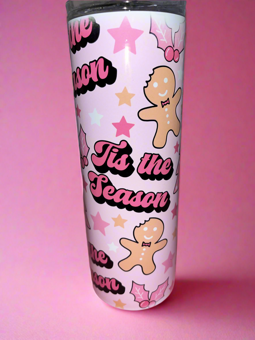 Tis the season 20oz skinny tumbler🩷✨