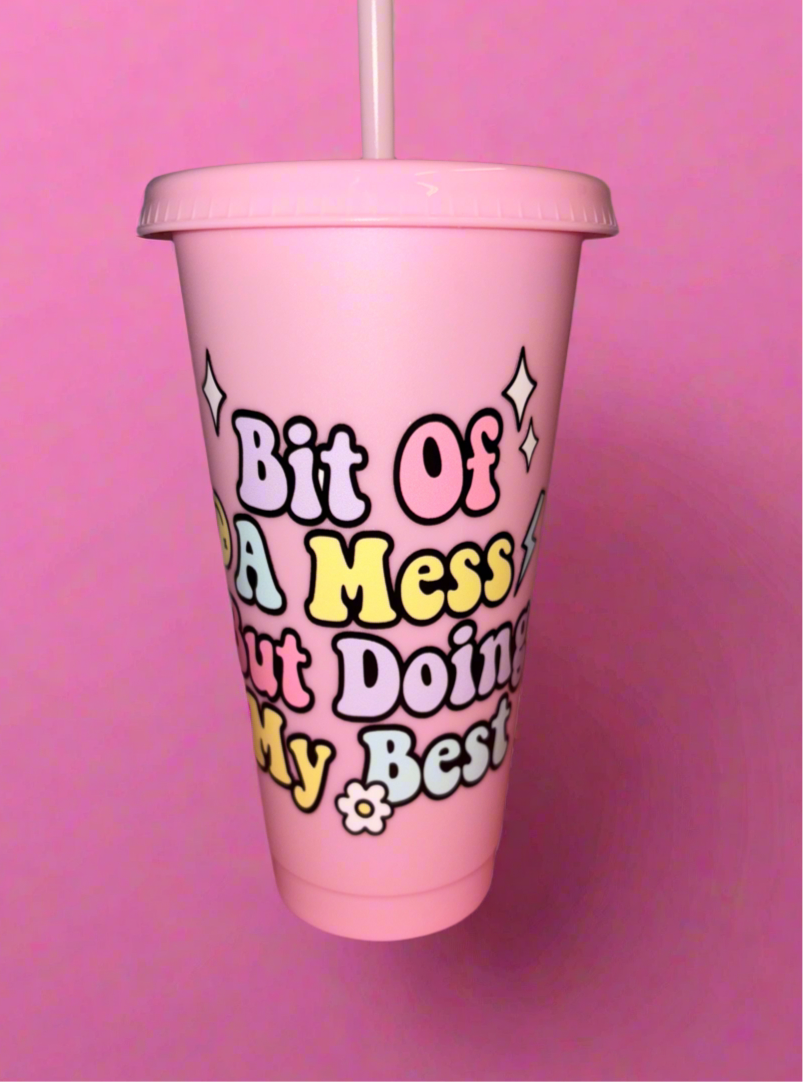 Bit of a mess but doing my best pink cold cup💗