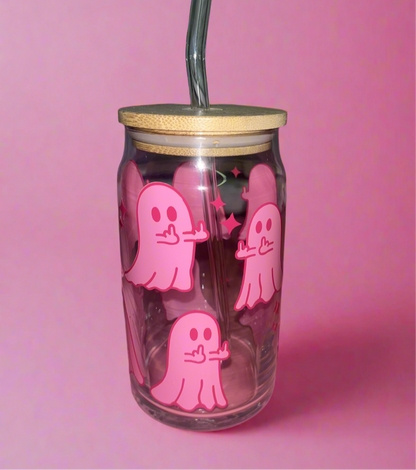 Middle finger ghost glass can💕👻