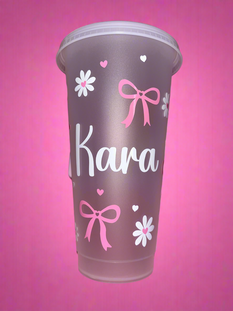 Bow and flower theme cold cup🎀🌼