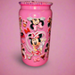 Minnie Mouse hot pink 16oz glass can with gemstone lid💕