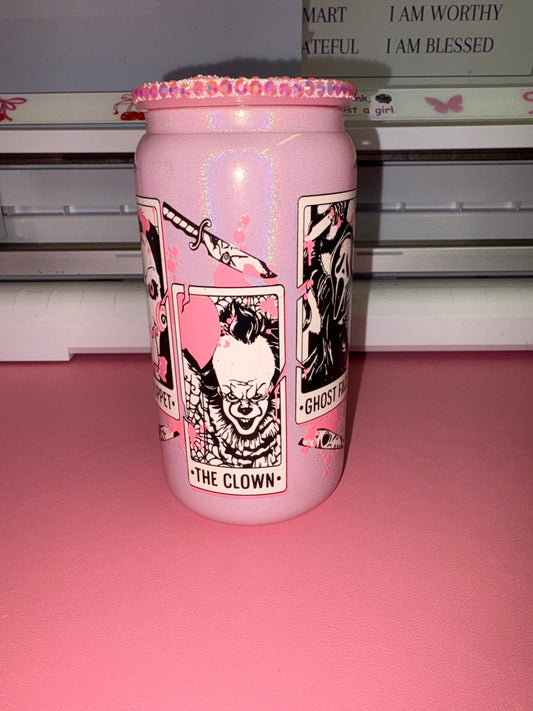 Pink horror glass can💕🔪