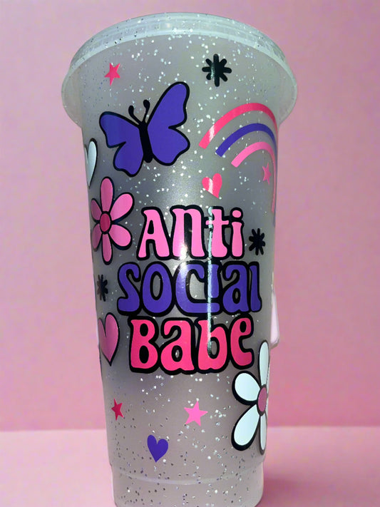 Anti Social Babe cold cup💜💕🌸