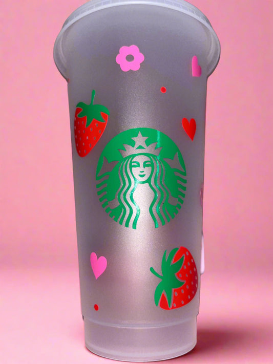 Strawberry theme cold cup🍓🌸