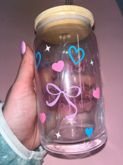 Personalised iced coffee glass can🎀💓