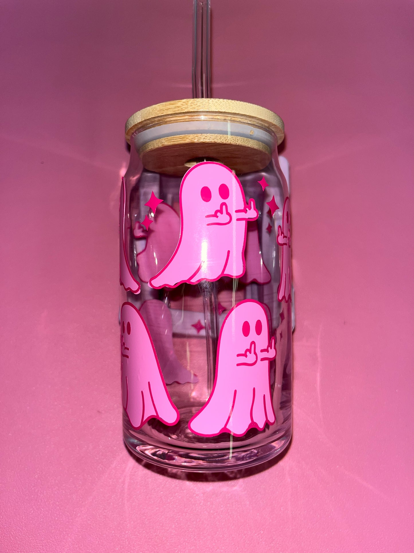 Middle finger ghost glass can💕👻