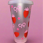 Strawberries and bows cold cup🍓🎀