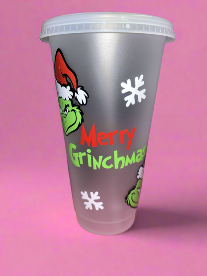 Grinch cold cup with straw topper💚