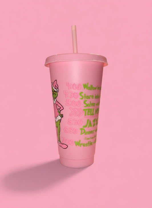 Grinch day pink cold cup💕