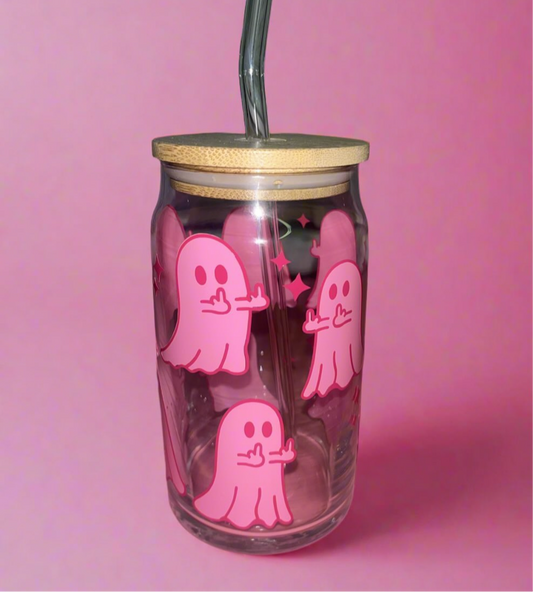 Middle finger ghost glass can👻
