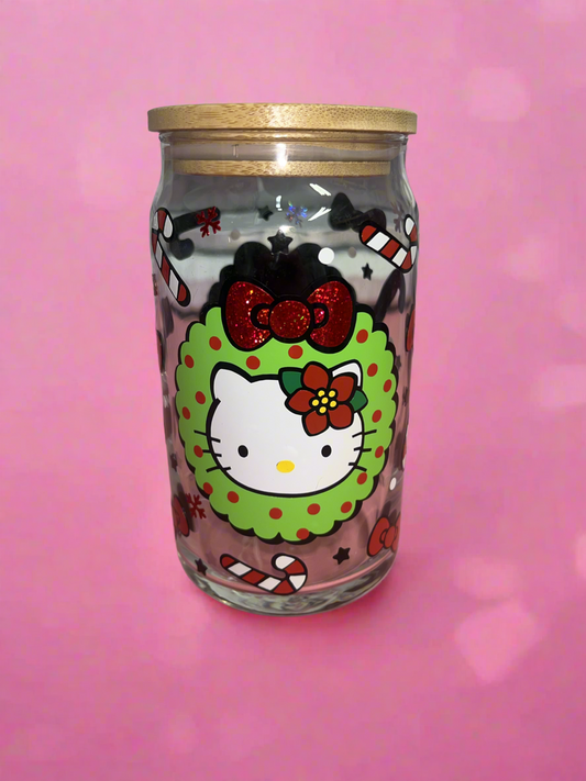 Hello kitty Christmas glass can🎀