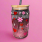 Heart and flower theme glass can🌸❤️