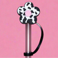 Cow print flower straw topper🖤
