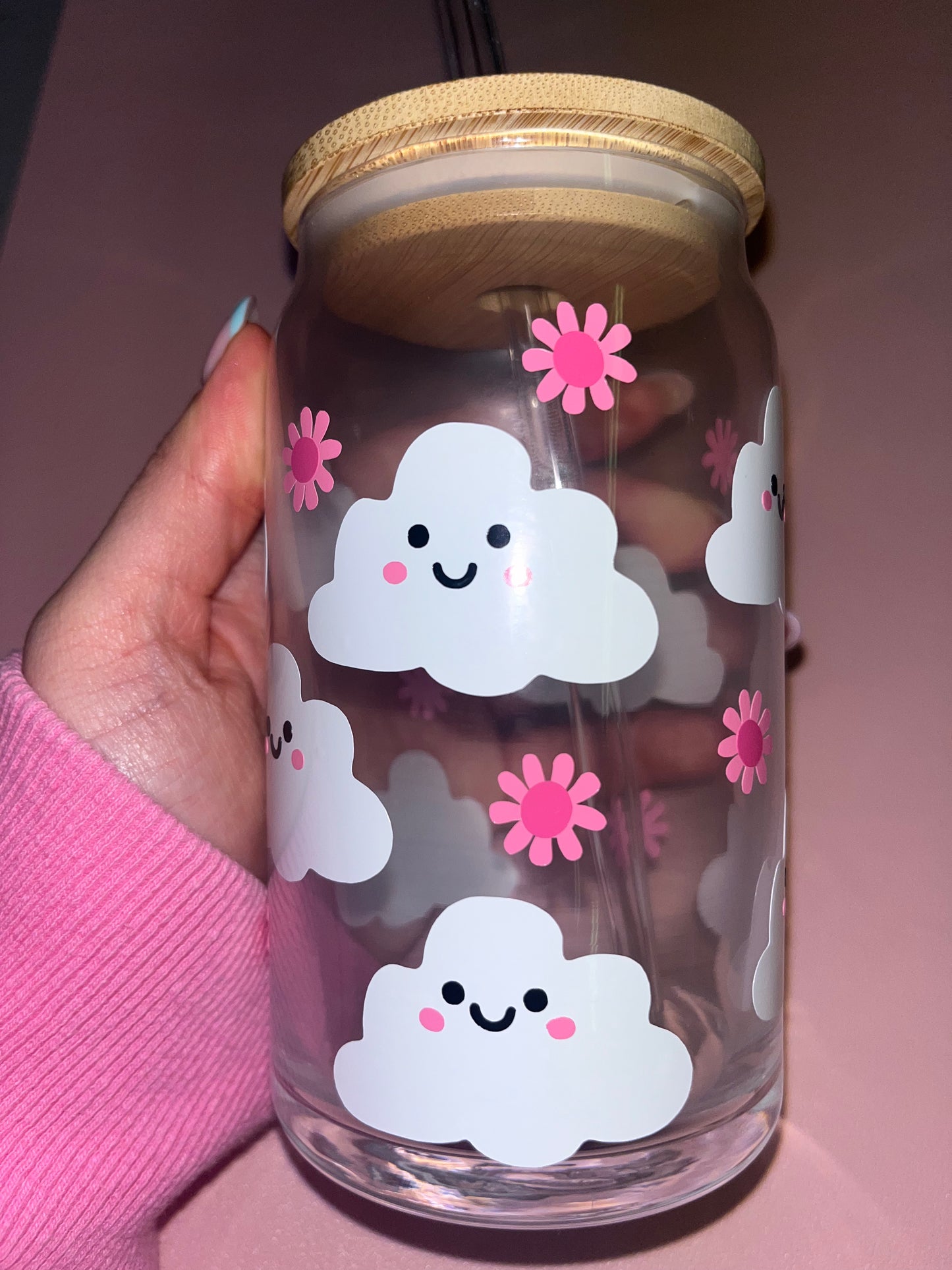 Cute cloud glass can☁️🌸