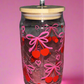 Cherry Bow glass can🍒🎀